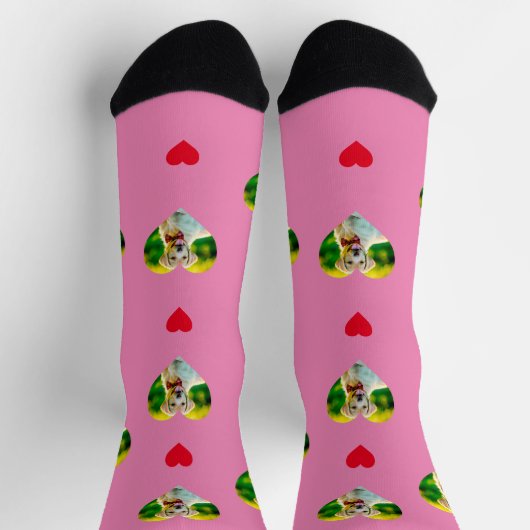 Pink für das Muster "Begleiter und Herz" Socken (Oben)