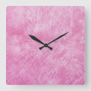 Pink Fur Frenzy Quadratische Wanduhr