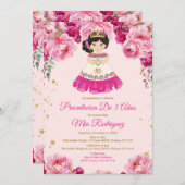 Pink Fuschia Blume Presentación De Tres Años Einladung (Vorne/Hinten)