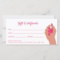 Pink Fuschia Modern Nail Salon Geschenkgutschein
