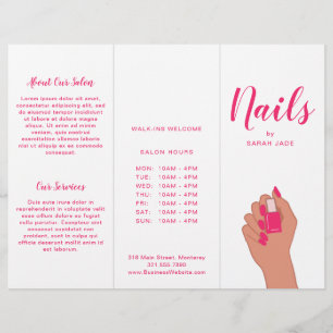 Pink Fuschia Modern Nail Salon Trifold Broschüre