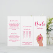 Pink Fuschia Modern Nail Salon Trifold Broschüre (Stehend Vorderseite)
