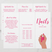 Pink Fuschia Modern Nail Salon Trifold Broschüre (Vorne/Hinten)