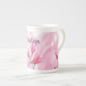 Pink Fusion Wasserfarbe Mit Monogramm Porzellantasse (Vorderseite Rechts)