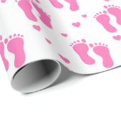 Pink-Füße Muster Babyverpackung Papier Geschenkpapier (Rolleneckpunkt)