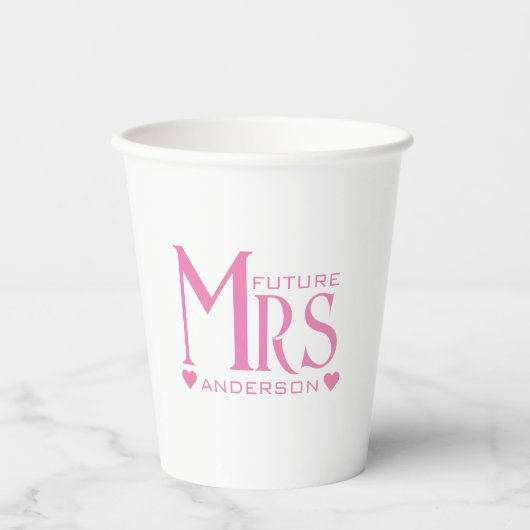 Pink Future Mrs. Engagement Party Brautparty Pappbecher (Vorderseite)