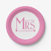 Pink Future Mrs. Engagement Party Brautparty Pappteller (Vorderseite)