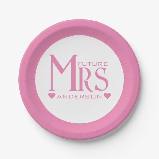 Pink Future Mrs. Engagement Party Brautparty Pappteller (Vorderseite)