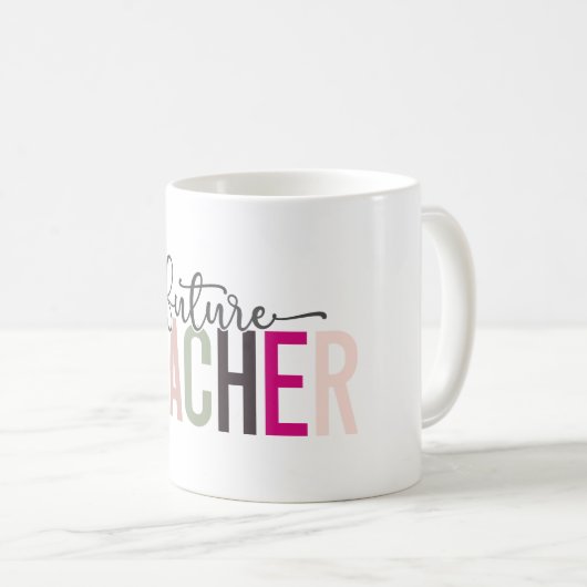 Pink Future Teacher Geschenk Kaffeetasse (VorderseiteRechts)