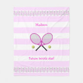 Pink Future Tennisstar personalisiert gestreift Fleecedecke (Vorderseite)