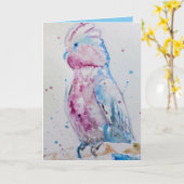 Pink Galah Parrot Bird Watercolor Birthday Card Karte (Gelbe Blume)