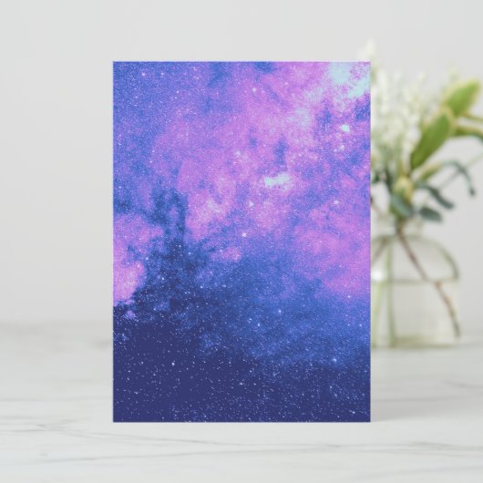 Pink Galaxy Einladung (Stehend Vorderseite)