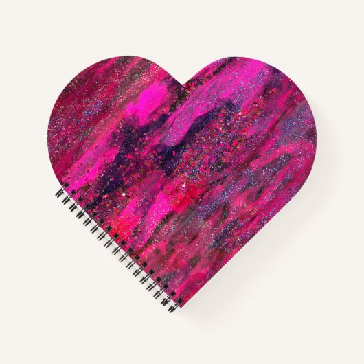 Pink Galaxy Heart Shape Notebook Notizblock (Vorderseite)