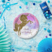 Pink Galaxy Magical Unicorn Sparkle Geburtstagspar Pappteller (Party)