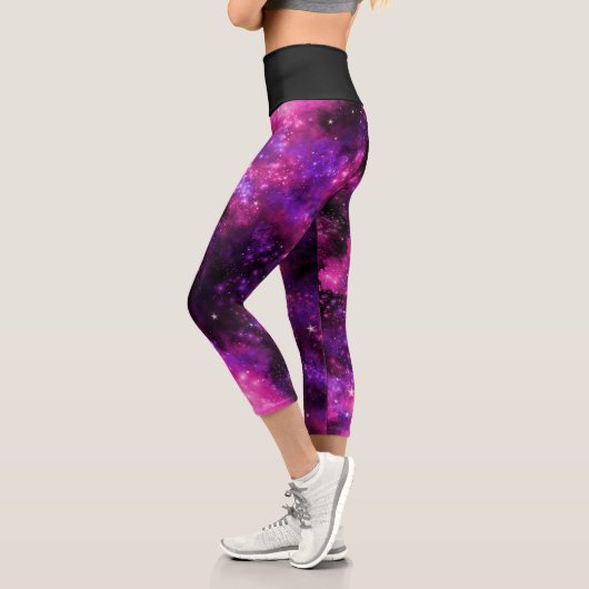 Pink-Galaxy-Nebel-Stangenraum Capri Leggings (Links)
