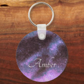 Pink Galaxy Sparkle Abstrakt Personalisiert Schlüsselanhänger (Vorderseite)