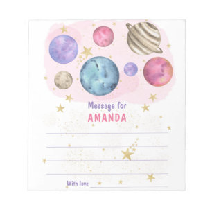 PINK GALAXY WELT Geburtstags-Zeitkapsel-Nachricht Notizblock