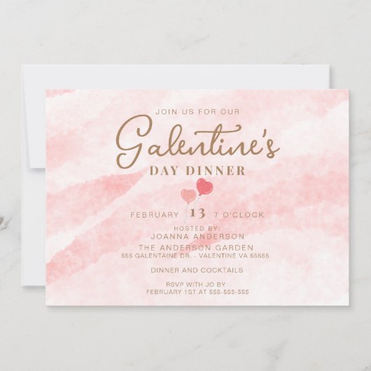 Pink Galentine's Dinner Brunch Party Einladung (Vorderseite)