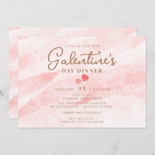 Pink Galentine's Dinner Brunch Party Einladung (Vorne/Hinten)