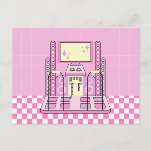 Pink Game Player Arcade Dance Machine Postkarte (Vorderseite)