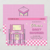 Pink Game Player Arcade Dance Maschine Babydusche Einladung (Vorne/Hinten)