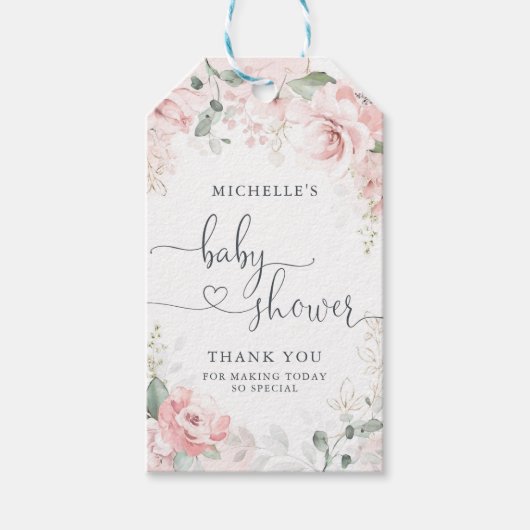 Pink Garden Baby Dusche Danke Tag Geschenkanhänger (Vorderseite)