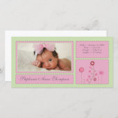Pink Garden Baby Girl Geburtshilfe Ankündigung Fot (Vorne/Hinten)