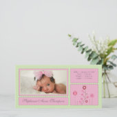 Pink Garden Baby Girl Geburtshilfe Ankündigung Fot (Stehend Vorderseite)
