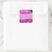 Pink Garden Blume Gastgeschenk Hochzeit danke Quadratischer Aufkleber (Tasche)