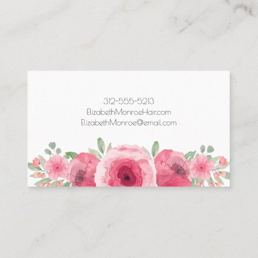 Pink Garden Blume Haare Stylist Salon Makeup Visitenkarte (Rückseite)