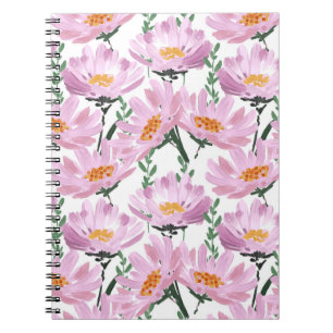 Pink Garden Blume: HandGezeichnet Nahtlos. Notizblock