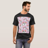 Pink Garden Blume: HandGezeichnet Nahtlos. T-Shirt (Vorne ganz)