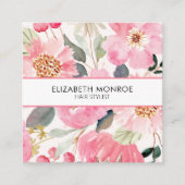 Pink Garden Blume Salon Haare Stylist Makeup Quadratische Visitenkarte (Vorderseite)