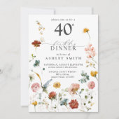Pink Garden Blumenkalligraphie 40. Geburtstag Einladung (Vorderseite)