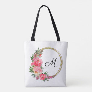 Pink Garden Blumenkraut Monogramm Totbeutel Tasche