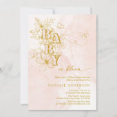 Pink Garden Blütenschmetterlinge Baby in Bloom Einladung (Vorderseite)