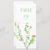 Pink Garden Bouquet Tischnummer Card (Vorne/Hinten)