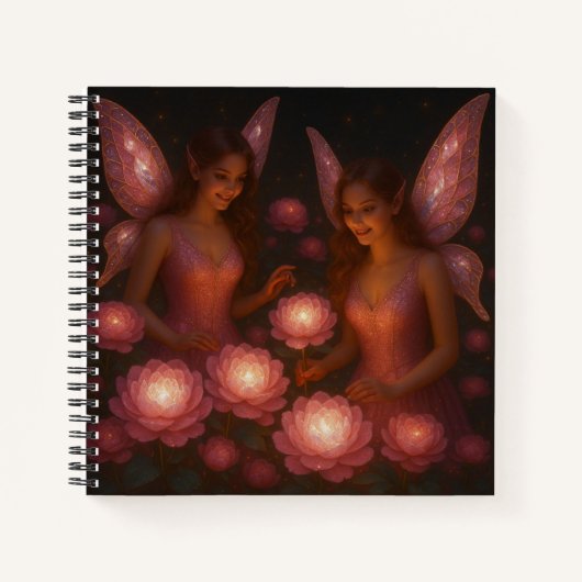Pink Garden Fairies Hardcover Spiral Notebook Notizblock (Vorderseite)