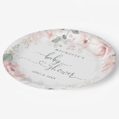 Pink Garden Floral Baby Dusche Papier Teller (Schrägansicht)