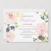 Pink Garden Floral Girls Taufe Christening Einladung (Vorderseite)