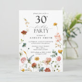 Pink Garden Floral Kalligraphie 30. Geburtstag Einladung (Stehend Vorderseite)