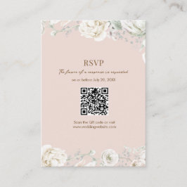Pink Garden Floral QR Code Wedding RSVP Begleitkarte