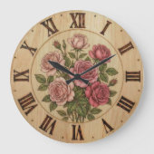 Pink Garden Flowers Wall Clock Große Wanduhr (Vorderseite)
