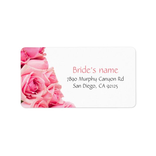 Pink Garden Rose Adressetikett (Vorne)