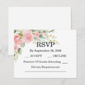 Pink Garden Rose Hochzeit RSVP Karte (Vorne/Hinten)