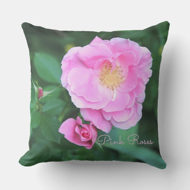 Pink Garden Rose Kissen (Vorderseite)