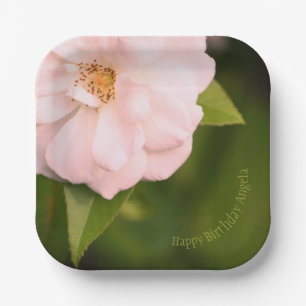 Pink Garden Rose Square Designer Papiere Teller