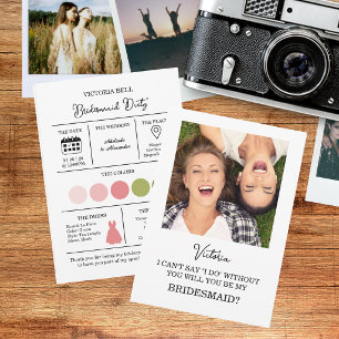Pink Garden Rose Wedding Bridesmaid Vorschlag Card Einladung