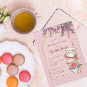  Pink Garden Teacup Floral Tea Party Bridal Shower Einladung