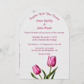 Pink Garden Tulip Wedding Einladung (Vorne/Hinten)